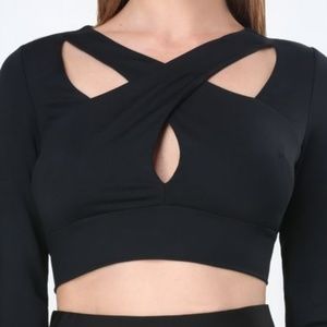 Bebe | Black Long Sleeve Crop Top w/ Zipper